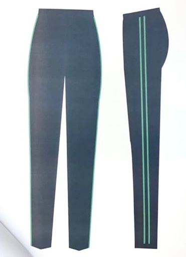 PANTALON DE VESTIR COLOR NEGRO CON FRANJAS  VERDES PARA DAMA Y CABALLERO